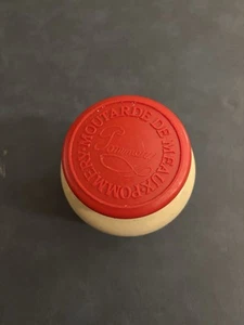 Tarro grande de mostaza vintage francés Pommery Moutarde De Meaux con tapa roja original - Imagen 1 de 4