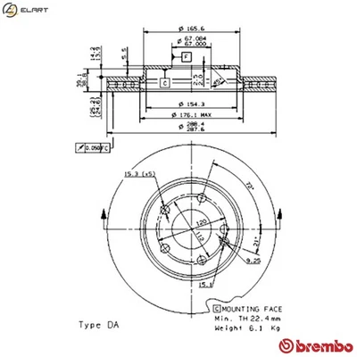 2x BRAKE DISC 09.8681.11 FOR MERCEDES-BENZ M266.960/980 2.0L OM640.941 2.0L - Image 1 of 4