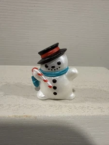 Hallmark Merry Miniatures 1994  Snowman with Candy Cane and Top Hat - Picture 1 of 7