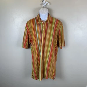 Vintage Northern Isles Shirt Mens Mc Multicolor Vertical Stripe Short Sleeve 90s - Picture 1 of 15