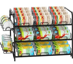 3 TIER 36 CAN RACK STACKABLE KITCHEN CAN ORGANISER STORAGE CAN HOLDER CABINET - Picture 1 of 9