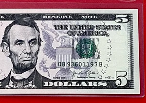 NEW 2021 $5 DOLLAR BILL -NOTE (NEW YORK B ) Uncirculated - Picture 1 of 3