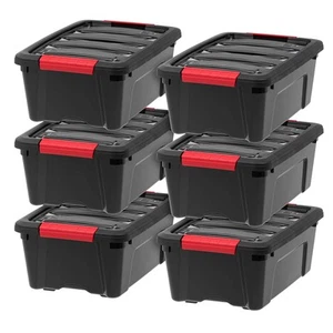 IRIS USA 13 Qt Contenedores de Almacenamiento de Plástico Apilables con Tapas, Paquete de 6 - Sin BPA, M... - Imagen 1 de 6
