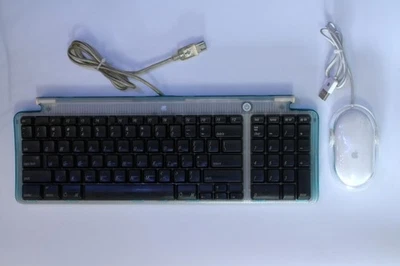 Vintage Apple Keyboard Teal iMac & Pro Optical Mouse iBook MAC G3-5 M2452 M5769 - Image 1 of 4