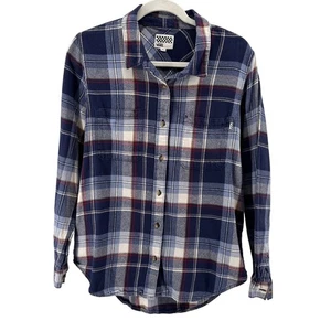 Vans Flannel Shirt Young Mens XL Navy/Red/White Long Sleeve Button Up Collared - Picture 1 of 5