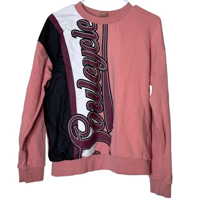 Sudadera SoulCycle x P.E Nation Half Run Rosa Negra Color Block Logo Talla S Foto 1 de 4