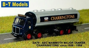 BT Models DA79 AEC Mammoth Major Tanker Charringtons Circa 1958 to 1968 - Picture 1 of 1