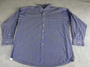 Chaps Shirt Mens XL Blue Yellow Striped Wrinkle Free Button Down Long Sleeve - Picture 1 of 8