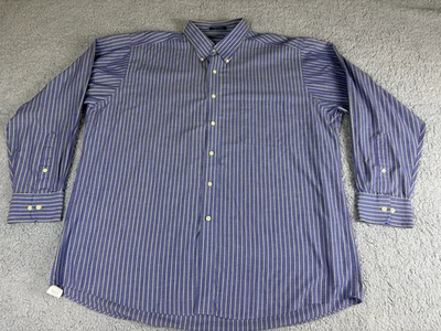 Chaps Shirt Mens XL Blue Yellow Striped Wrinkle Free Button Down Long Sleeve - Image 1 of 4