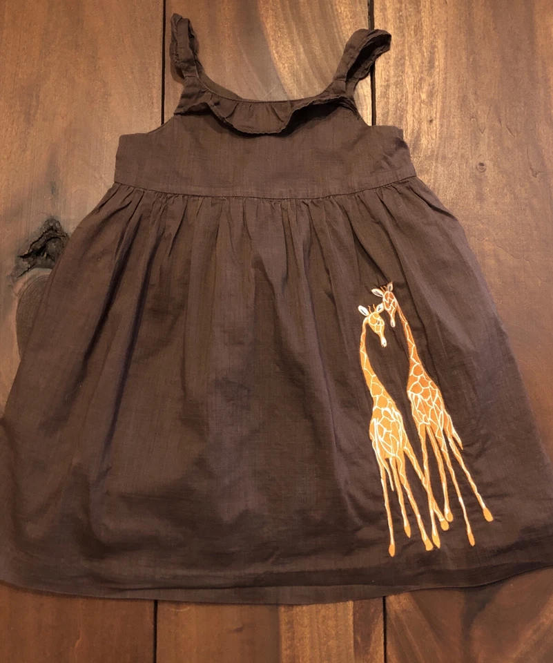 Janie and Jack 2007 Safari 长颈鹿连衣裙复古线条尺寸 18-24 个月 — 第 1/4 张图片