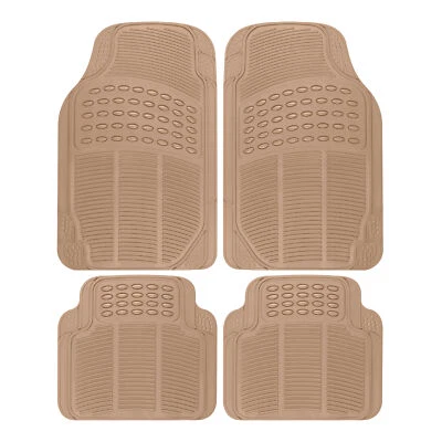Tapetes de assoalho de borracha para carro para todas as condições climáticas tecnologia resistente 4 peças bege aparável - Imagem 1 de 4