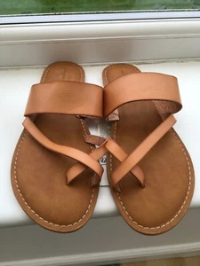 Damen Einband Flip Flop Sandalen Naturfarbe Brandneu - Bild 1 von 8