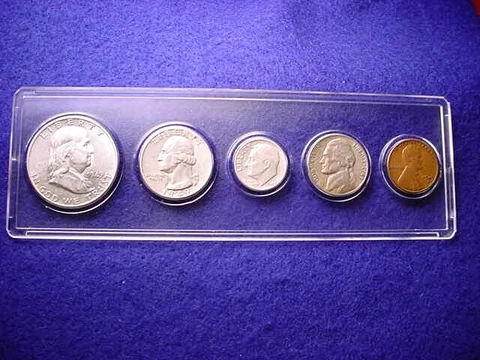 1949-D DENVER 5 COIN MINT SET GREAT 90% SILVER COINS!!    #50 Cover