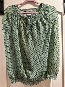 Top Popover Liz Claiborne blu trasparente floreale vita elastica donna grande estate - Foto 1 di 10