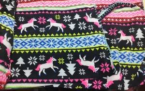 Home Collection Fleece Throw 50”x 60 Unicorn Colorful Print Black - Picture 1 of 2