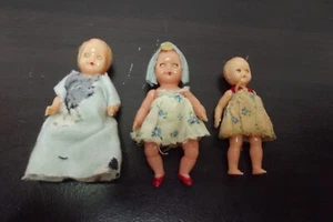 Vintage Lot of 3 Giocattoli Italy 3" and 2.5" Hard Plastic Baby Dolls - Picture 1 of 3
