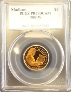 1993 W $5 Gold Commemorative Coin MADISON PCGS PR69 DCAM - Picture 1 of 4