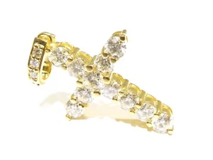 Unisex 14k Yellow Gold 3.00ct White Round Cut Prong Set Cross Charm Pendant - Picture 1 of 8