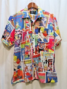 NaNa Vintage Looney Tunes All Over Print Short Sleeve Button Up Shirt Mens M - Picture 1 of 7