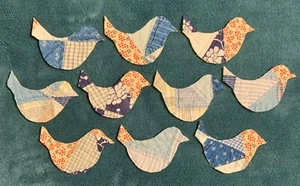 ¡10 colchas cortadoras antiguas primitivas azules/rojas! Scrapbooking! Apliques - Imagen 1 de 1