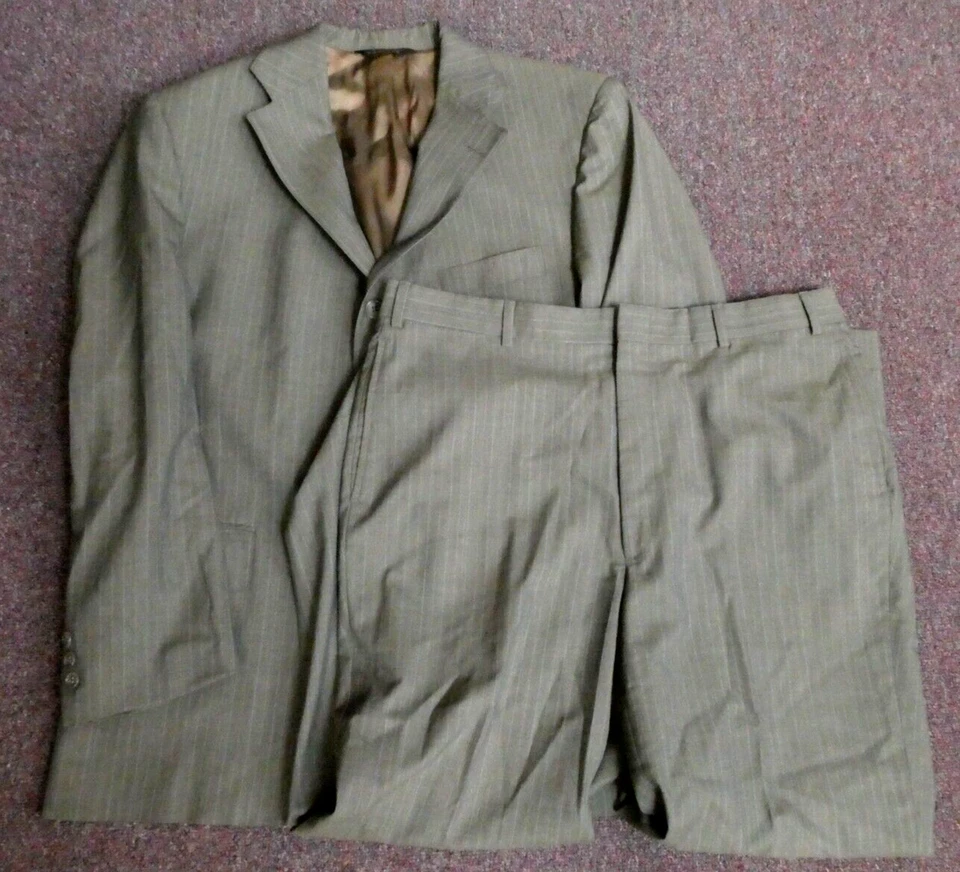 Terno masculino sob medida personalizado listrado cinza J. Calças jaqueta Press Cambridge - Imagem 1 de 4