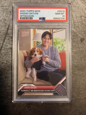 2023 Topps Now #OS19 SHOHEI OHTANI With Puppy Decoy Dekopin • PSA 10 GEM MINT - Image 1 of 2