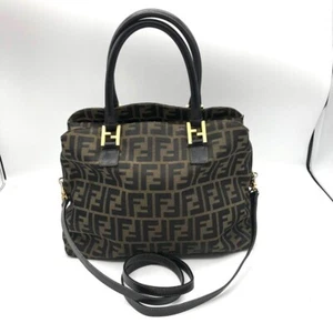FENDI FF Zucca 2way Tasche Canvas Leder braun gebraucht Top Zustand authentisch Japan - Bild 1 von 10