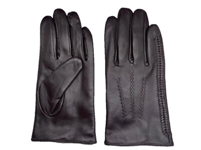 Hombres PIEL DE OVEJA Cuero Trenzado Guantes de Invierno con Forro de Cachemira (#101) Foto 1 de 3