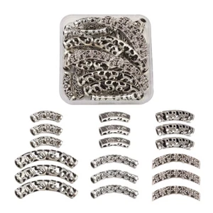 30 un. cuentas espaciadoras huecas curvas de aleación de plata antiguas cuentas de tubo - Imagen 1 de 15