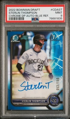 Sterlin Thompson 2022 Bowman Draft Chrome Draft Pick Auto Blue /150 PSA 9 #CDAST - Image 1 of 2