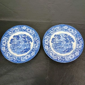 2 Pc Staffordshire Ironstone Liberty Blue Bread and Butter Plates Monticello - Picture 1 of 9