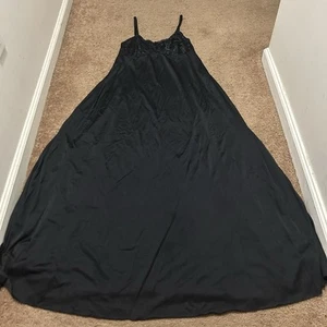 VINTAGE OLGA Black Lace Slip Maxi Dress NIGHTGOWN Size 38 #92017 - Picture 1 of 7