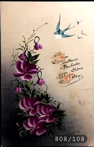 Nr. 808/108 1 alte Postkarte handbemalt FROHES FEST - Bild 1 von 2