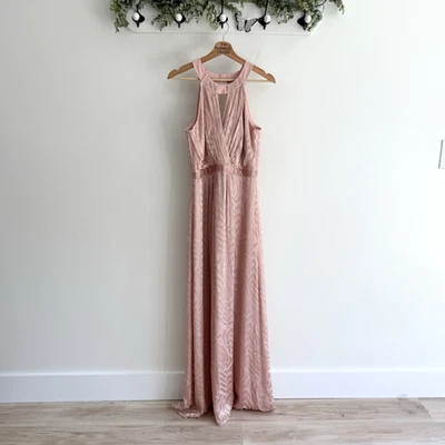 Shoshanna Slik смесь розовый макси с бретелью через шею платье без рукавов размер 6 N4029 - Изображение 1 из 3