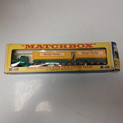 Matchbox Lesney King Size K-16 Dodge Tractor W/Twin Tipper Train NrMnt in Box - Image 1 of 4