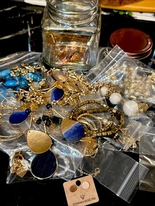 Mystery Jewelry Jar Gold Tone Over 20Piece. Photos of the Jar/Vase you will get - Picture 1 of 11
