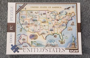 NIB 1000 Pc Puzzle UNITED STATES Explorer Maps W 20"X15" Poster - Imagen 1 de 3
