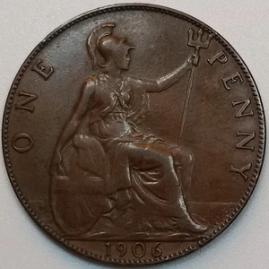 1906 UK Great Britain 1 Penny (Lot#1) - Picture 1 of 2