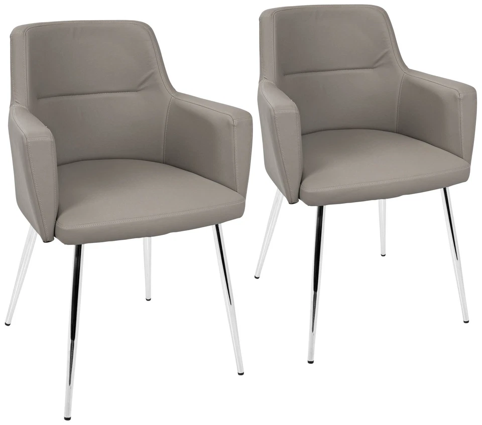 Juego de 2 sillas de comedor Andrew gris imitación cuero Foto 1 de 1