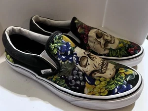 Van’s Off The Wall Skull /Flowers Slip-on Sneaker Sz. Men’s 9 / Women’s 10.5 - Picture 1 of 9