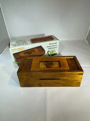 NIB Bits & Pieces Stash Your Cash Box Secret Wood Puzzle Game Brain Teaser - Image 1 of 4