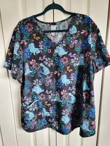 Disney 2XL Winnie The Pooh Eeyore Short Sleeve V-Neck Scrub Women’s Size 2XL - Picture 1 of 6