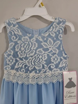 Vestido De Colección Años 90 Nuevo Con Etiquetas Ediciones Raras Azul Floral Encaje Niñas Talla 3T Foto 1 de 4