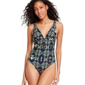 Traje de baño de una pieza descarado con estampado floral azul/rosa Aguabendita talla L (12-14) - Imagen 1 de 7