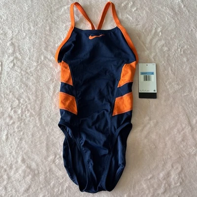 Nuevo con etiquetas Traje de baño de una pieza azul Nike HydraStrong Colorblock espalda deportiva 26 para mujer Foto 1 de 4