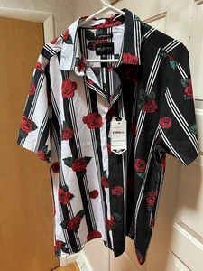 Drill Clothing Co. Men's Button Up Black  and White W/ Roses Size XL - Picture 1 of 5