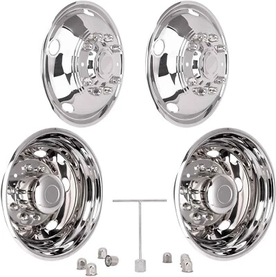 2005-2025 Ford F450/F550 19.5" 10 Lug Dually Wheel Simulators Stainless Steel - Image 1 of 4