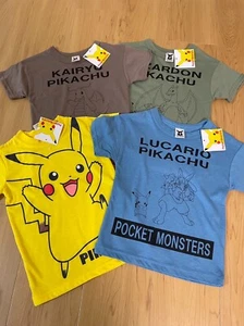 Pokemon for Kids T-Shirts, Set of 4 Charizard Pikachu Lucario Dragonite - Picture 1 of 13