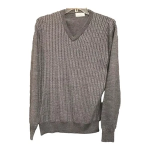 Suéter Pullover Toscano Firenze Para Hombres XL Gris Mezcla de Lana Merino Texturizado Cuello en V - Imagen 1 de 7