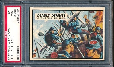 1962 Topps Civil War News #81: Deadly Defense ~ PSA 9 oc - Image 1 of 2